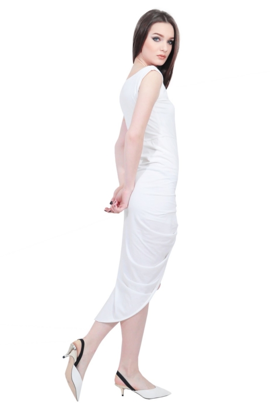 asymmetrical white designer dress