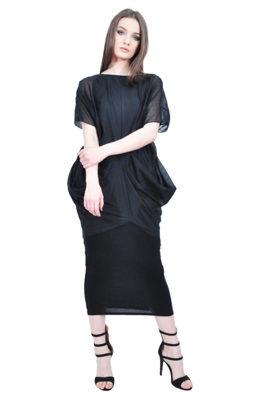 black folds designer dress