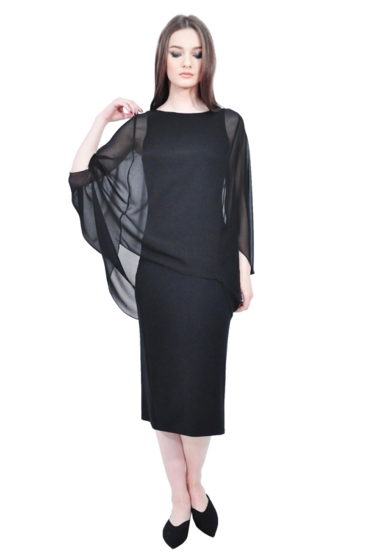 elegant midi black designer dress
